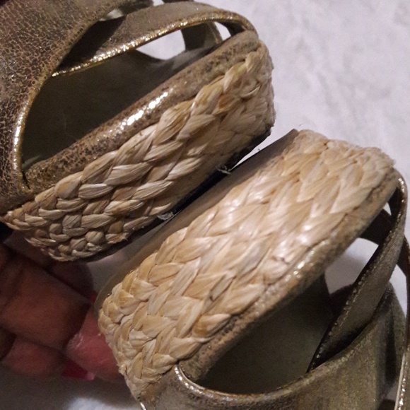 Jessica Simpson wedge Sandals 7m  leather - Picture 4 of 8